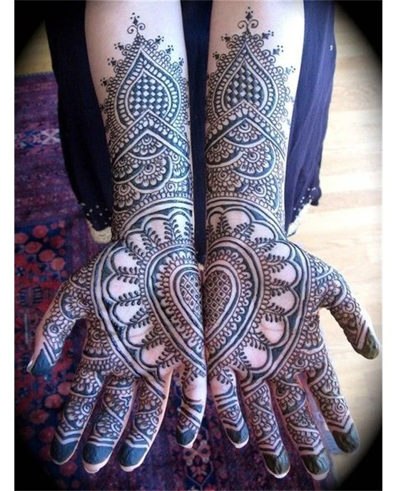 Opulent Concept Blending Into Dome Front Full Hand Mehndi Design
